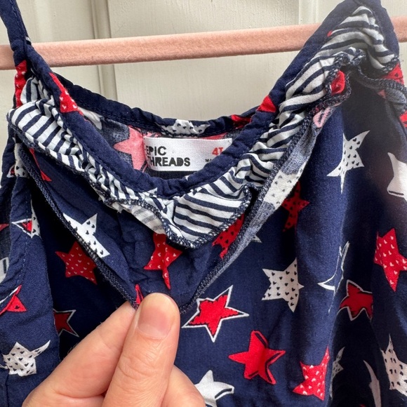 Epic Threads 4T Girls Blue and Red Star 4th of July Patriotic Camisole Blouse - Picture 2 of 6